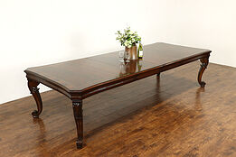 Henredon Vintage Carved Mahogany Dining Table, 2 Leaves Extends 10' 10" #36671