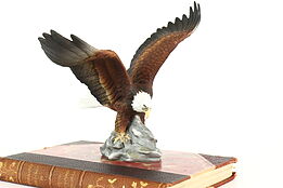 Bald Eagle in Flight Statue Vintage Painted Porcelain Sculpture, American #41264