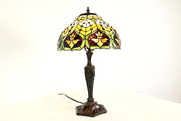 Art Nouveau Vintage Stained Glass Office or Library Lamp, Dale Tiffany #41695