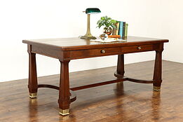 Traditional Vintage Walnut Library, Office or Conference Table, Lincoln #41690
