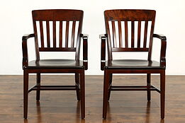 Pair of Antique Birch Office, Banker, Library or Desk Chairs, Milwaukee #39124