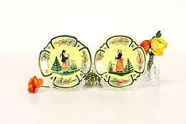 A Pair of Hand Painted Vintage Henriot Quimper Plates, Brittany, France #37351