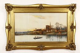 Shepperton on Thames Antique Original Watercolor Painting Sherrin 48" #41013