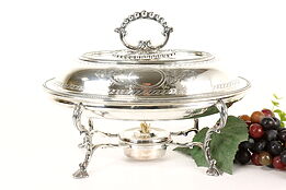 Victorian Antique English Silverplate Oval Covered Server & Burner, WH&S #41840