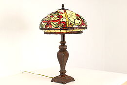 Stained Glass Shade Vintage Office or Library Desk Lamp, Dale Tiffany #41698