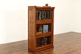 Arts & Crafts Mission Oak Design 3 Section Lawyer Bookcase, Bath Cabinet #41885