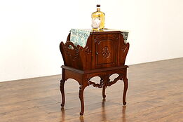 Carved Walnut Antique Chairside Tobacco Humidor & Magazine Rack #41865