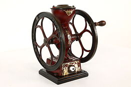 Farmhouse Antique Victorian Cast Iron Coffee Mill Grinder, Coles Mfg Co #41489