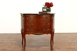 French Antique Carved Mahogany & Satinwood Curved Chest or Hall Console #41679