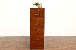 Oak 4 Drawer Office or Library Vintage Legal or Letter File Cabinet #41284