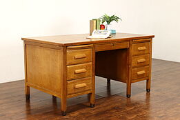 Traditional Vintage Oak Teacher, Office or Library Desk, Spak & Natovich #41982