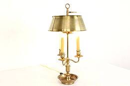 Bouillotte Vintage Solid Brass Lamp, Candlesticks & Shade #41860