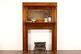 Victorian Architectural Salvage Antique Birch Fireplace Mantel & Mirror #41736