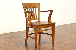 Traditional Vintage Solid Oak Office, Library, or Banker Desk Chair #40350
