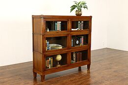 Arts & Crafts Mission Oak Double Wide 3 Stack Bookcase, Display, Macey #41995