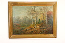 Woodlands in Autumn Antique Original Oil Painting, Colby 43" #40487