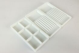 Set of Three Antique Milk Glass Dental Trays, Two Rivers WI #42230