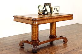 Empire Antique Quarter Sawn Carved Oak Library Table or Office Desk #42148