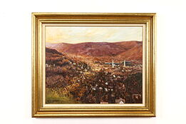Late Fall Corning, NY Vintage Original Oil Painting, Reedy 38" #41350