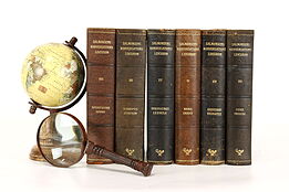 Set of 6 Leatherbound & Gold Tooled Danish Encyclopedia Books #40459
