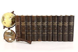 Set of 11 Leatherbound & Gold Tooled Danish Encyclopedia Books #40460