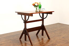 Farmhouse Industrial Antique Drafting Drafting Desk, Wine & Cheese Table #42168