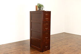 Arts & Crafts Mission Oak Antique 4 Drawer Office File Cabinet, Weis #42154