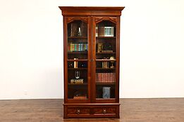 Victorian Antique Walnut & Burl Office or Library Bookcase, Wavy Glass #38469