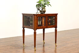 Traditional Vintage Mahogany End Table, Leather Books, Maitland Smith #42120
