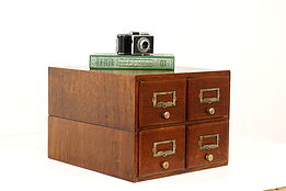 Arts & Crafts Desktop Antique Oak 4 Drawer 3x5 Card File Cabinet #42367