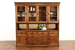 Craftsman Oak Antique Back Bar, Sideboard, China or Curio Cabinet #42341