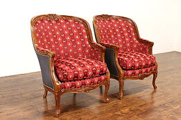 Pair of French Design Vintage Armchairs, Monkey Upholstery Hancock Moore #41750