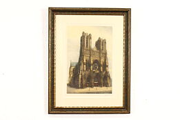Reims Cathedral French Antique Etching, Poiteau 23" #42311