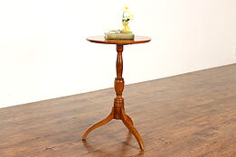 Hepplewhite Antique 1820s Oval Curly Maple Lamp or Tea Table Candle Stand #42453