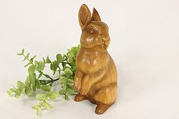 Swiss Alpine Folk Art Hand Carved Vintage Bunny Rabbit Sculpture #41673