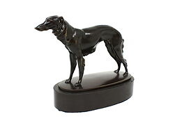 Bronze Vintage Borzoi Dog Sculpture on Slate Base, Ullman #42387
