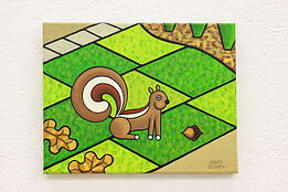 Backyard Chipmunk & Acorn Original Acrylic Painting, Bruce Bodden 14" #42539