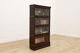 Arts & Crafts Antique Mahogany 4 Stack Office or Lawyer Bookcase, Macey #42318