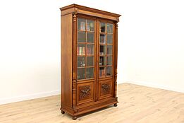 Renaissance Antique Carved Walnut Office or Library Bookcase Display Case #42514