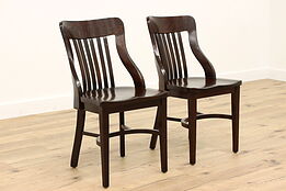 Pair of Antique Quarter Sawn Oak Office, Desk or Side Chairs #40665