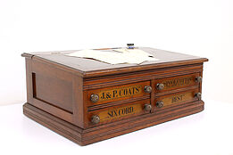 Victorian Oak 4 Drawer Spool Cabinet & Desk, Jewelry Chest, Coats #41766