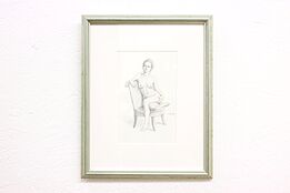 Nude Seated in Chair Vintage Original Etching, Kayser 15.5" #42646