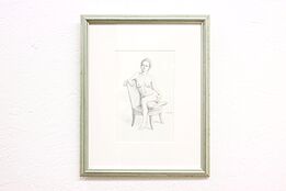 Nude Seated in Chair Vintage Original Etching, Kayser 15.5" #42646