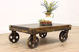 Farmhouse Vintage Industrial Salvage Pine Cart, Coffee Table, Albion #41508