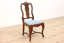 Traditional Antique Desk or Dining Chair, New Upholstery, Shaw Boston #42772