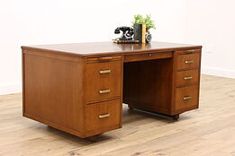 Midcentury Modern 1950s Vintage Walnut Office or Library Desk, Leopold #42860
