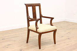 Eastlake Victorian 1900 Antique Walnut Arm Chair, New Upholstery  #43047