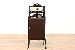 Victorian Antique Mahogany Music File or Bath Cabinet with Mirror #42733