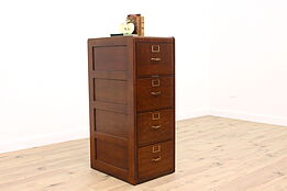 Oak 4 Drawer Antique Office Legal File Cabinet, Library Bureau  #42719