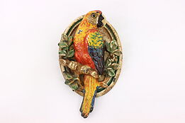 Victorian Salvage Antique Cast Iron Painted Parrot Door Knocker #42433